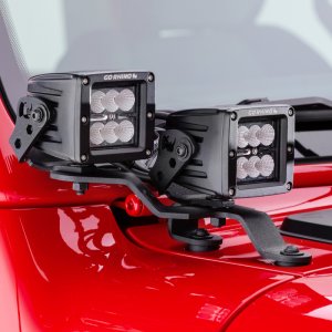 Jeep Wrangler Light Mounts - Windshield Cowl - Go Rhino - XE Windshield Cowl Light Mounts - Textured Black - `18-`20
